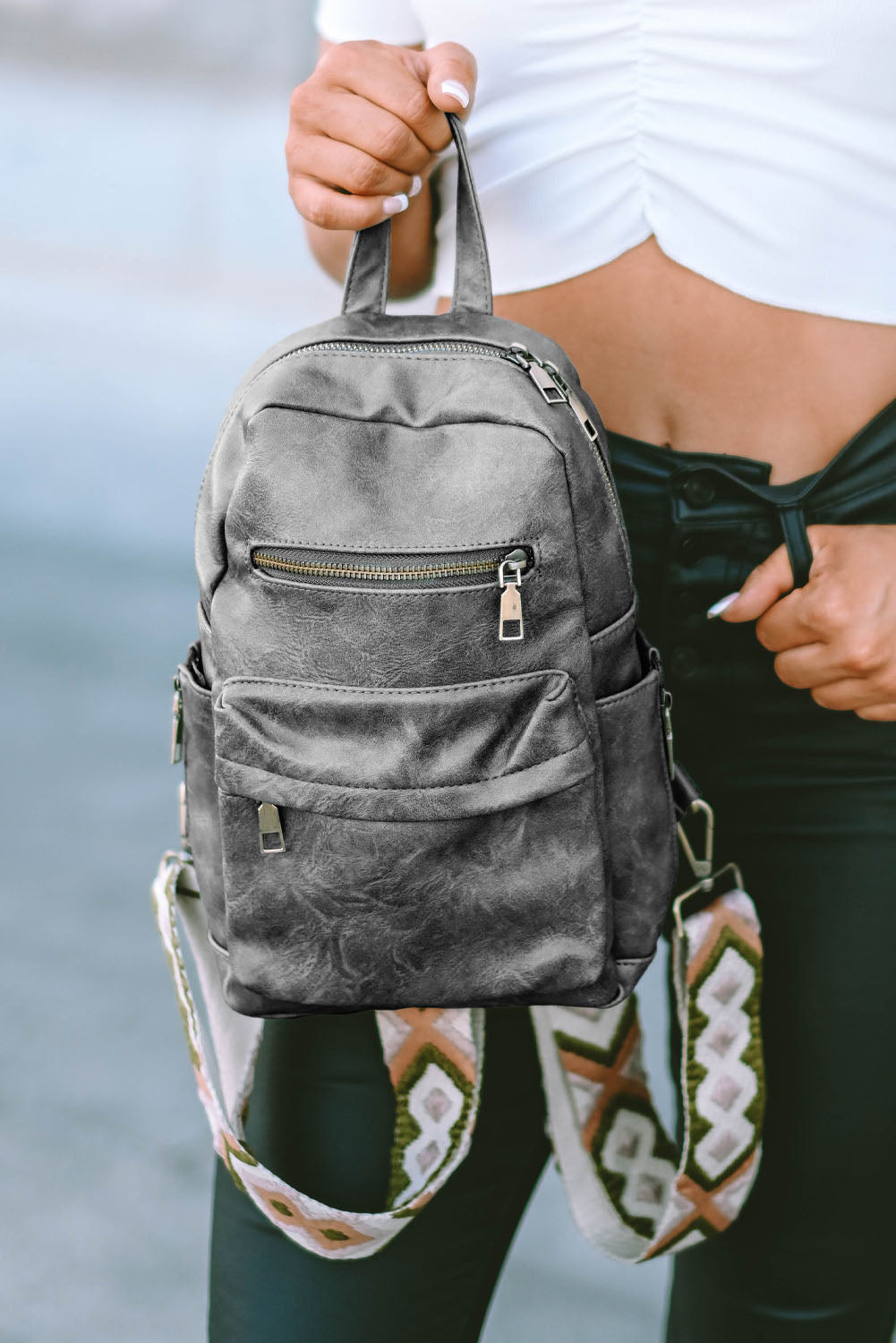 Gray Backpack Purse/Sling