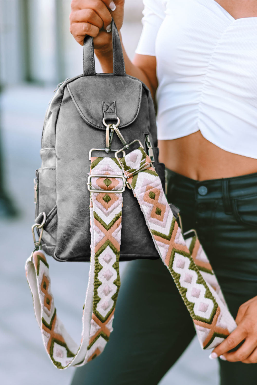 Gray Backpack Purse/Sling
