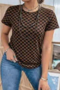 Black/Brown Checkered Top