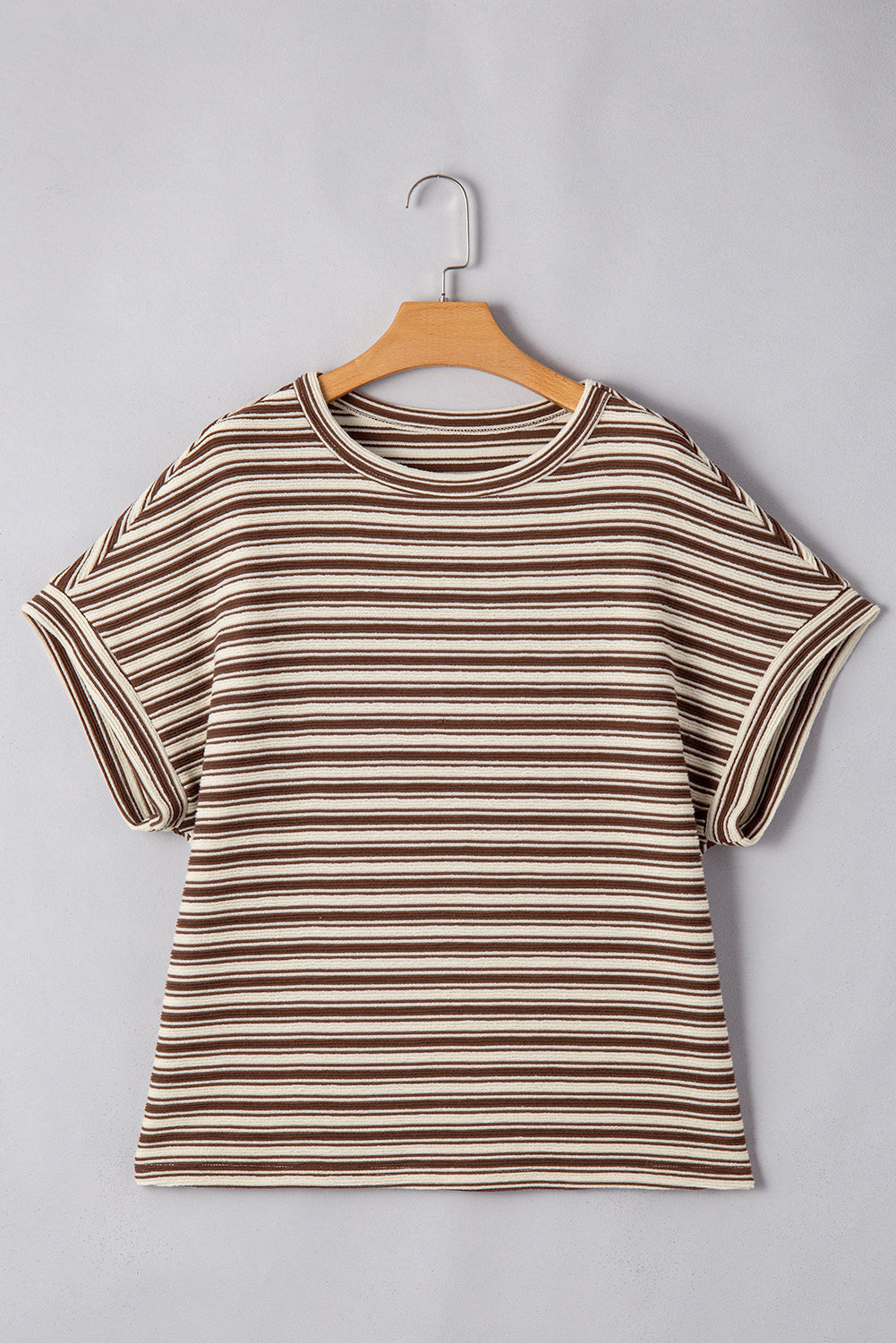Brown Striped Textured Top