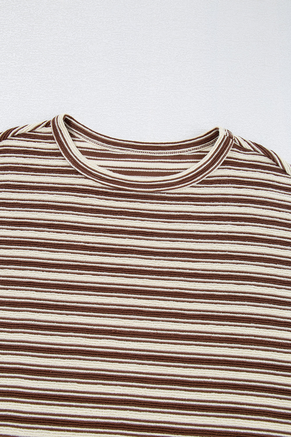 Brown Striped Textured Top