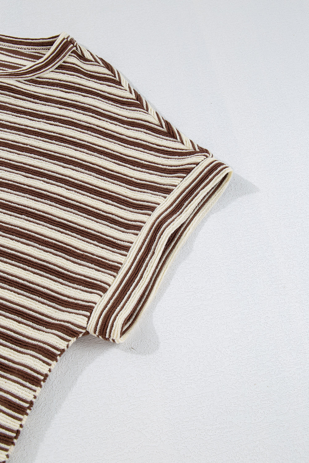 Brown Striped Textured Top