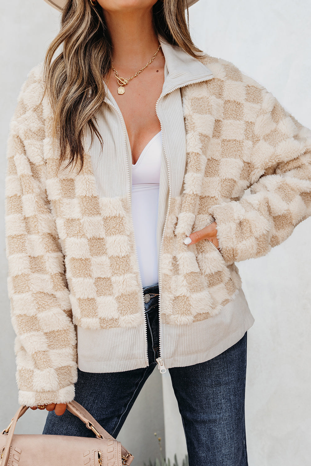 Neutral Checkered Jacket