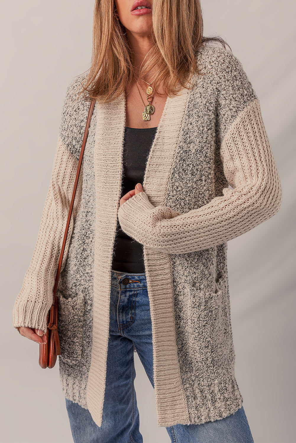Neutral Colorblock Cardigan