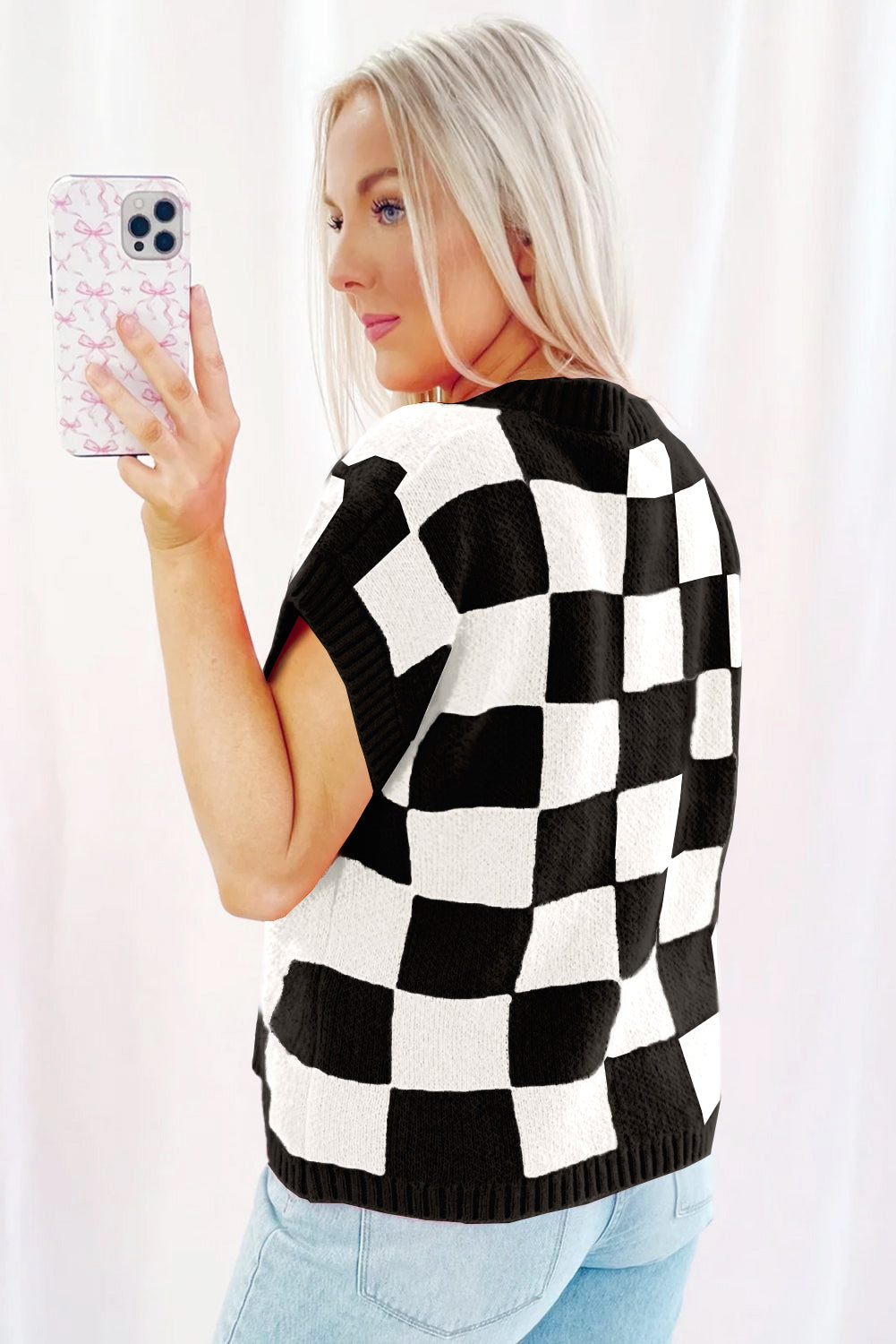Black and White Checkered Top
