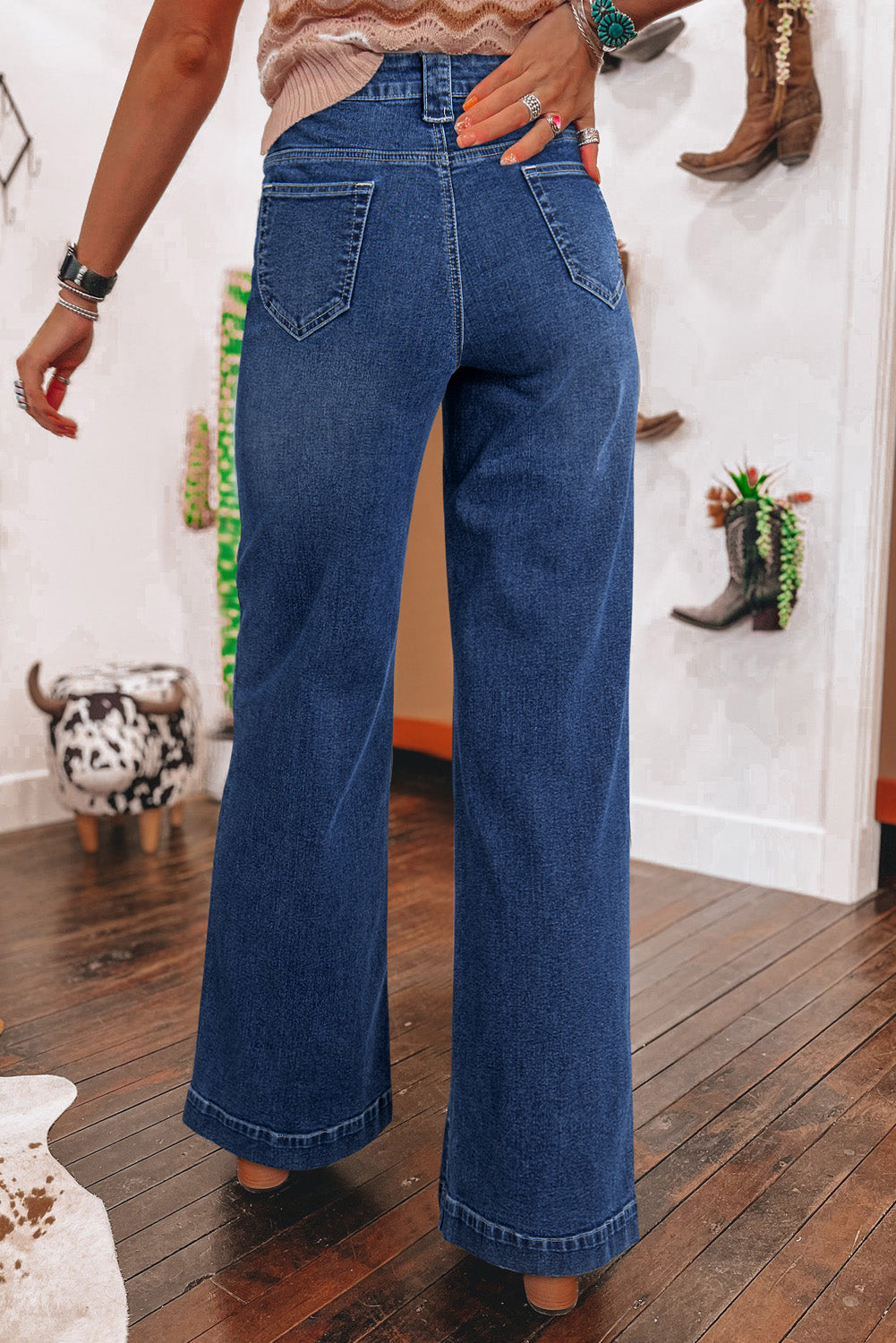 Deep Blue Wide Leg Jean