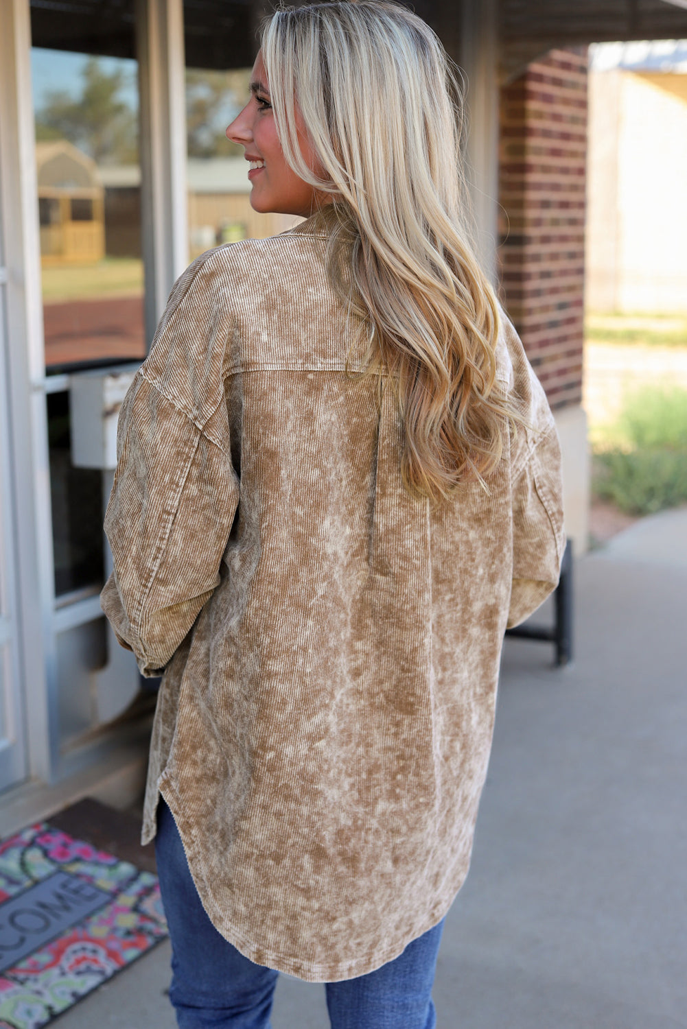 Khaki Washed Corduroy Shacket