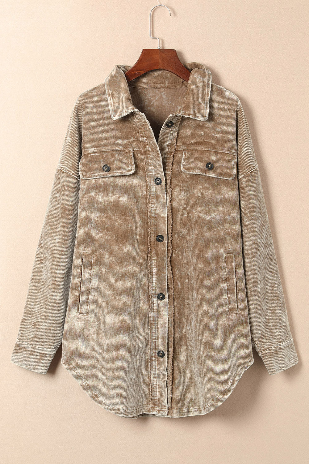 Khaki Washed Corduroy Shacket