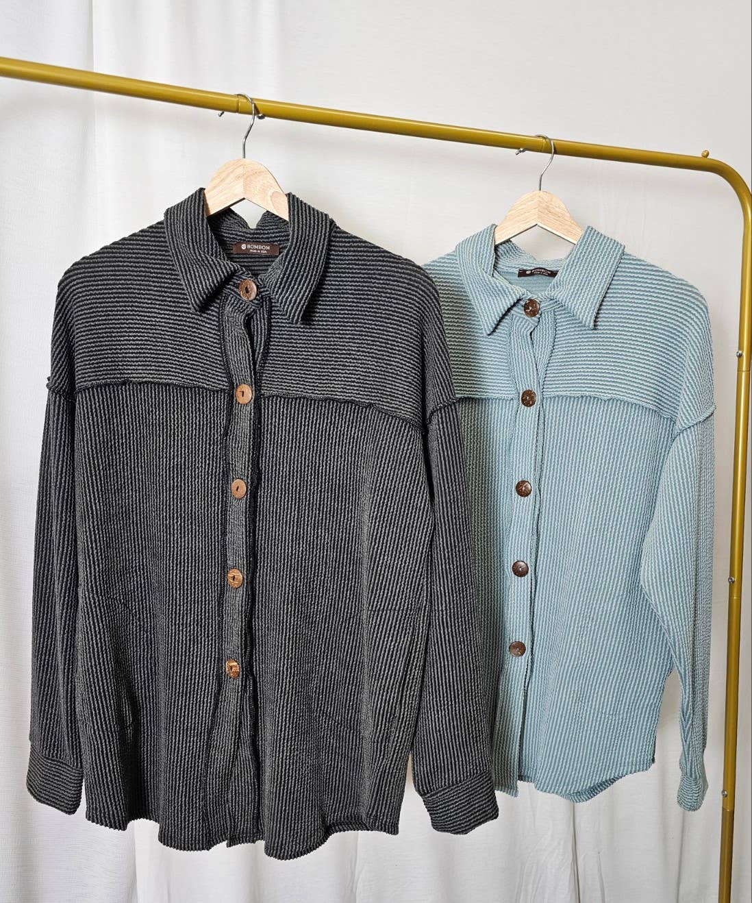 RIB KNIT BUTTON DOWN SHACKET