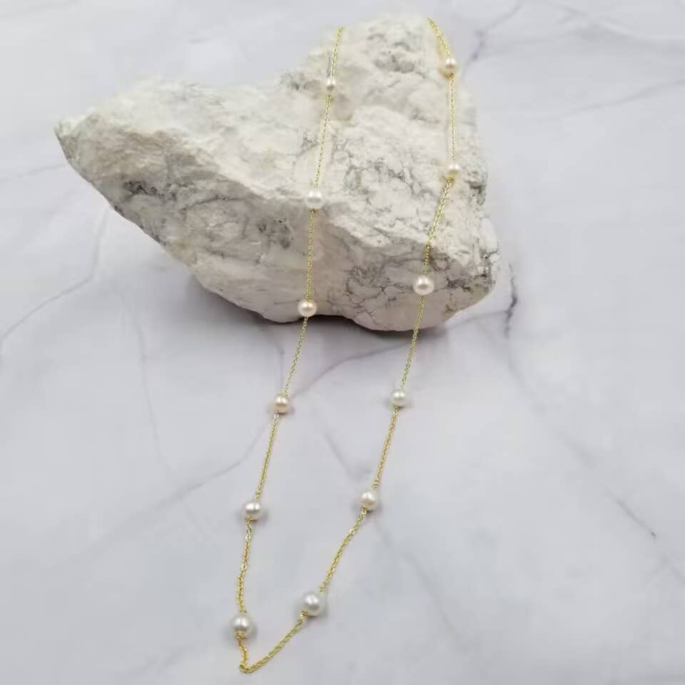 Gold Chain Freshwater Pearl Necklace