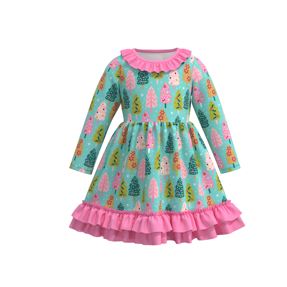 Christmas ruffle layered dress holiday vibe dress: DRG43739 / 8-9Y