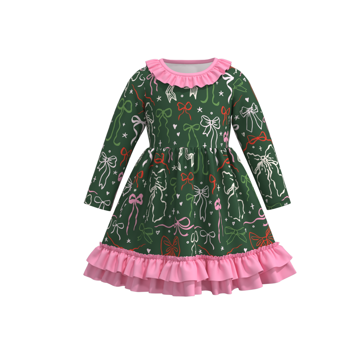 Christmas ruffle layered dress holiday vibe dress: DRG43739 / 3T