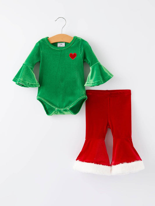 Christmas Velvet Baby Girl Set