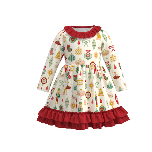 Christmas ruffle layered dress holiday vibe dress: DRG43739 / 12-18M