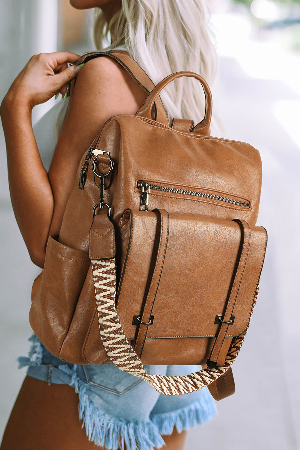 Large Camel Backpack Purse