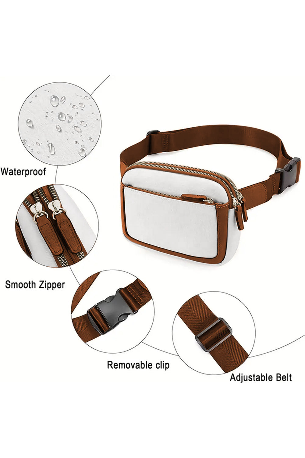 White and Brown Sling Bag