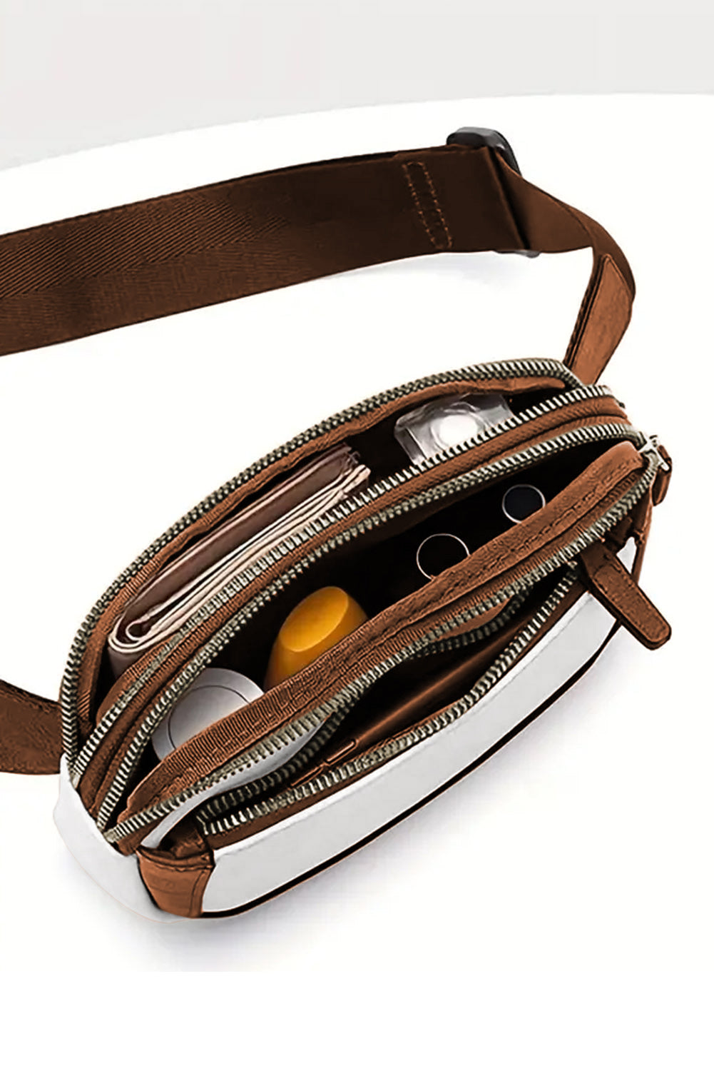 White and Brown Sling Bag