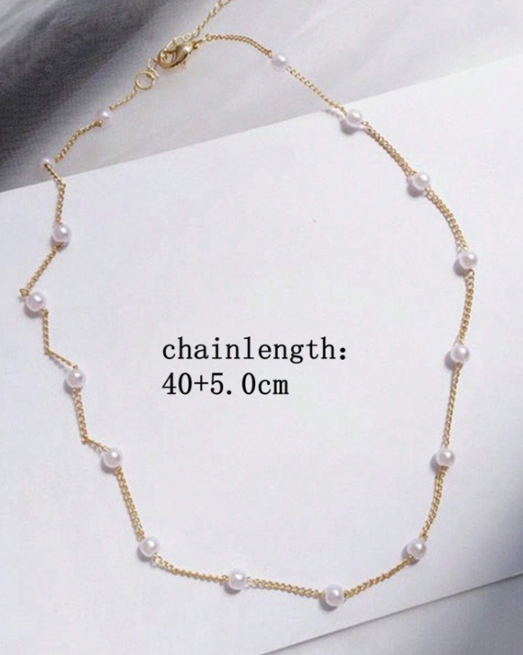 Gold and Pearl Chain Necklace