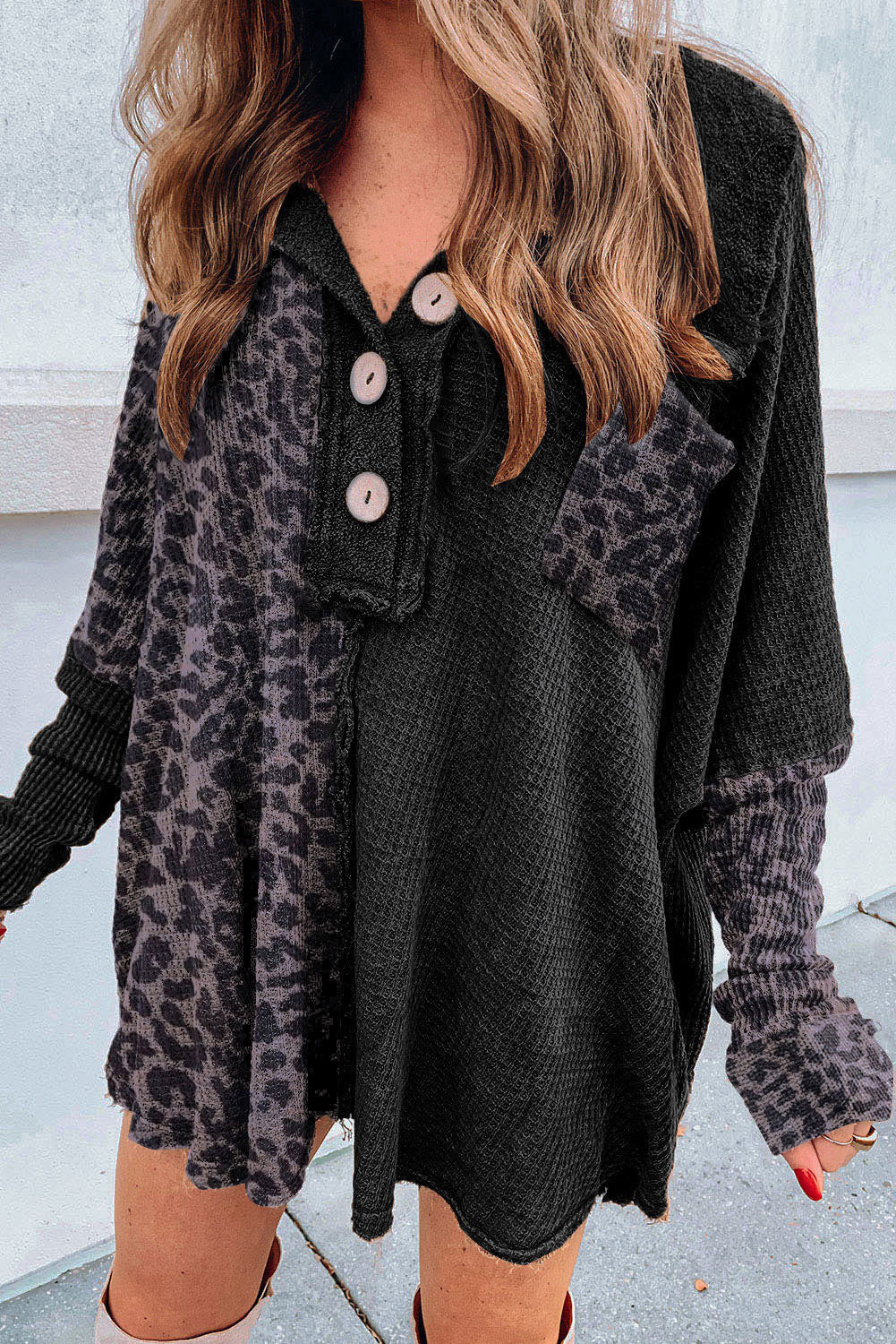 Oversized Black/Leopard Tunic Top