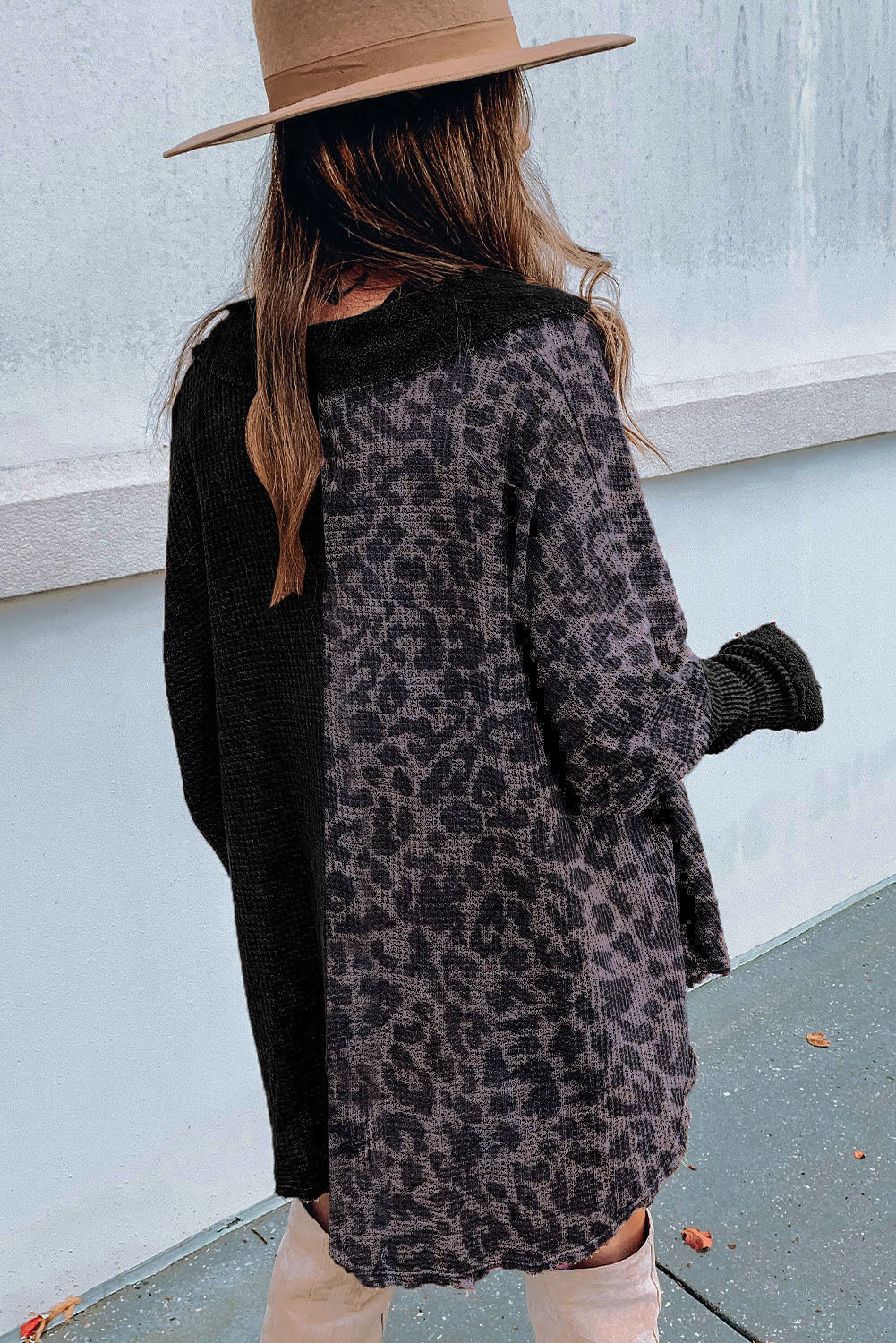 Oversized Black/Leopard Tunic Top