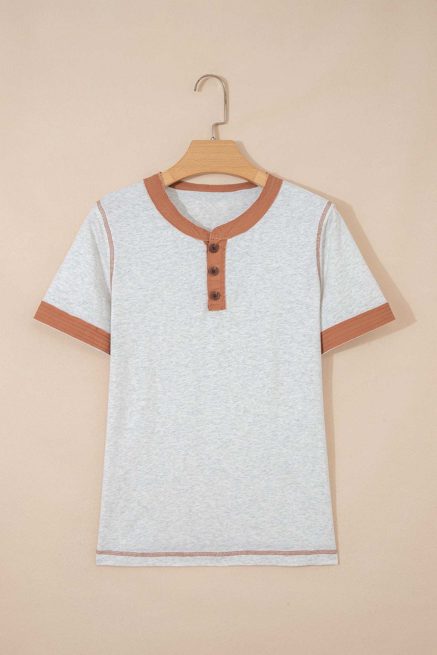 Gray and Brown Henley Top