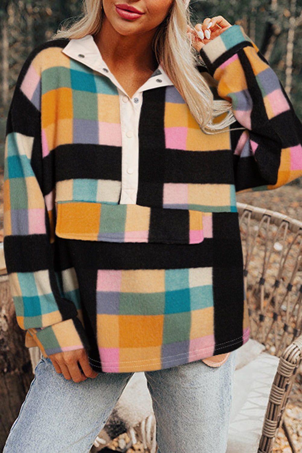 Multicolor Plaid Sweatshirt