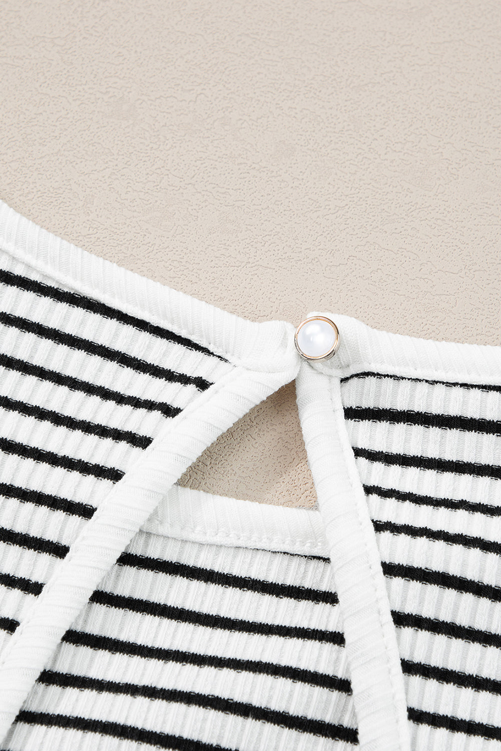 White Striped Ribbed Knit Tank Top