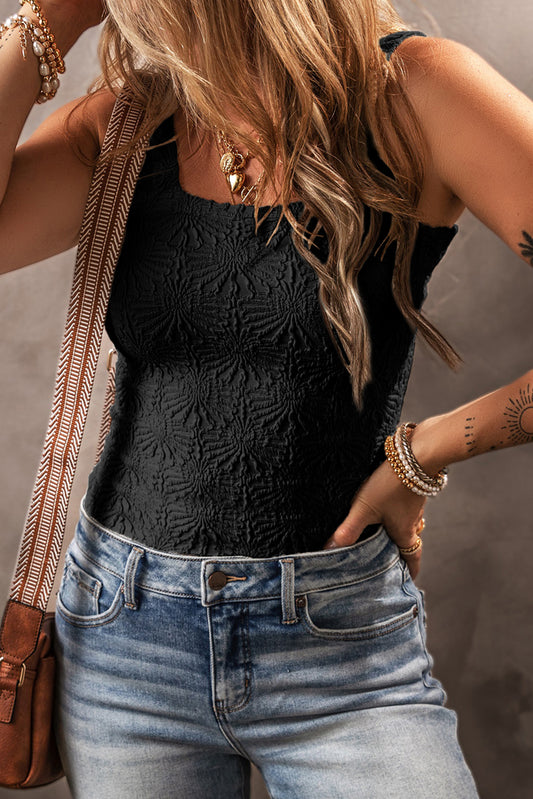 Black Square Neck Tank
