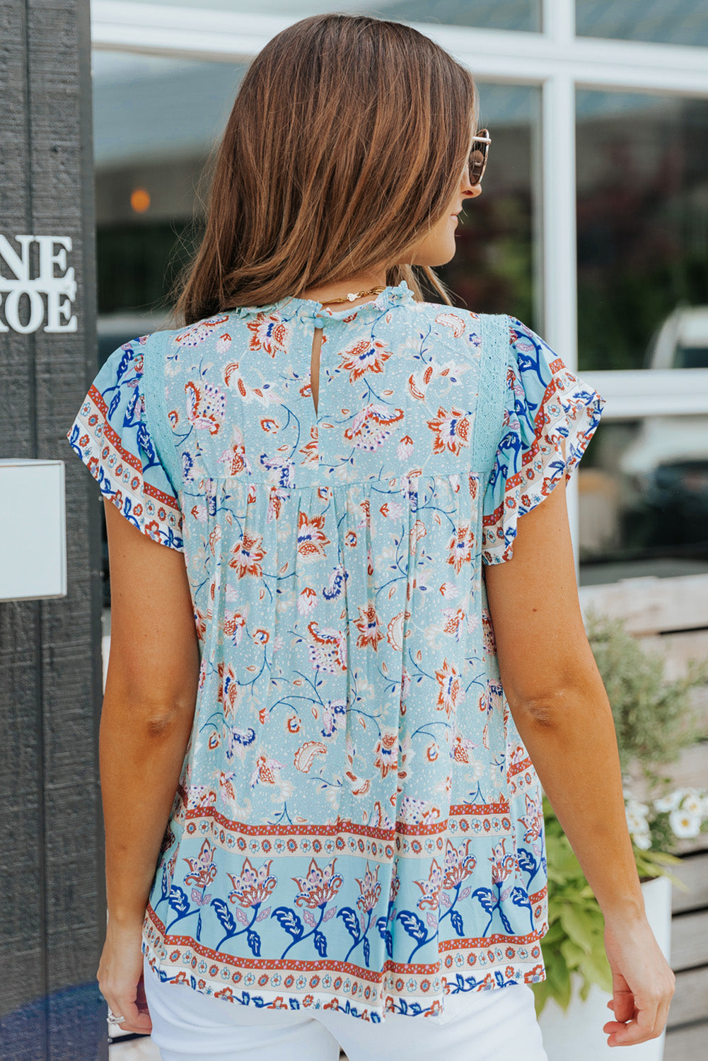 Flowy Blue Floral Top