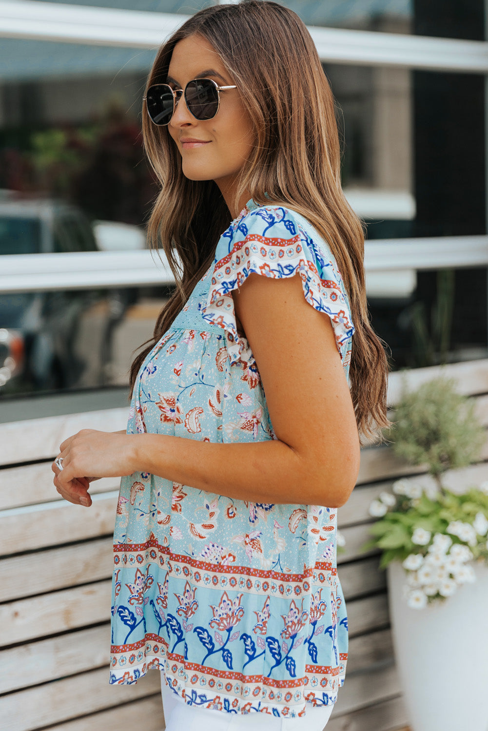 Flowy Blue Floral Top