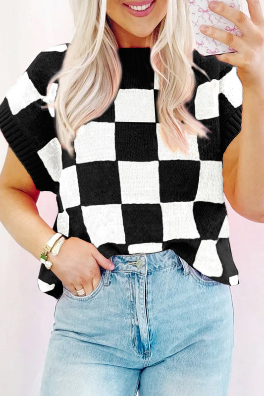 Black and White Checkered Top