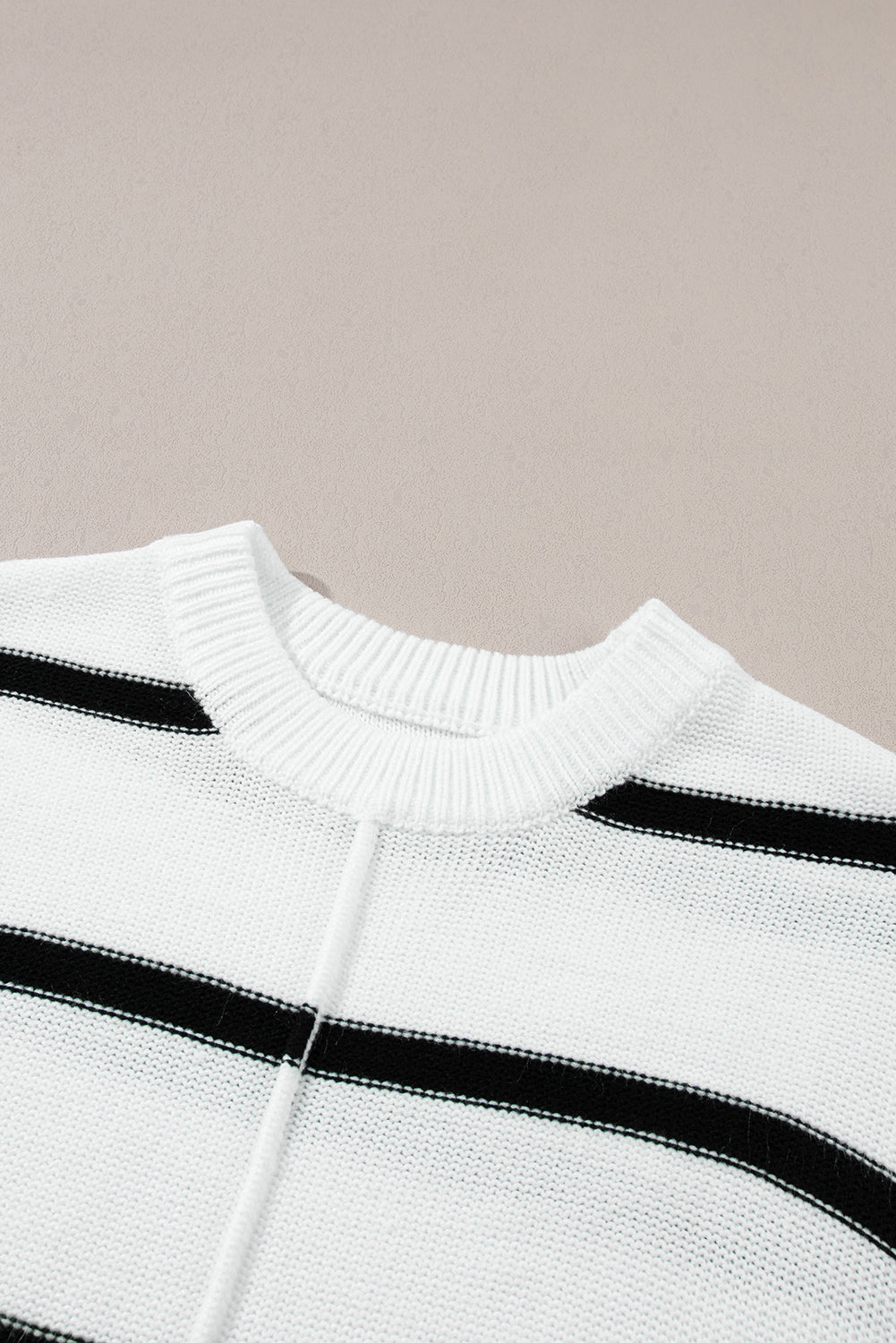 White and Black Striped Sweater Tee