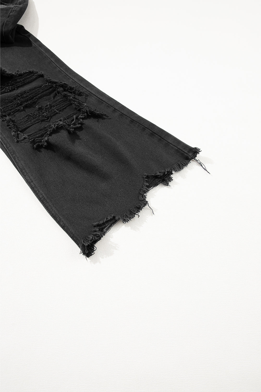 Black Distressed Cropped Flare Jean