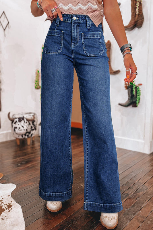 Deep Blue Wide Leg Jean