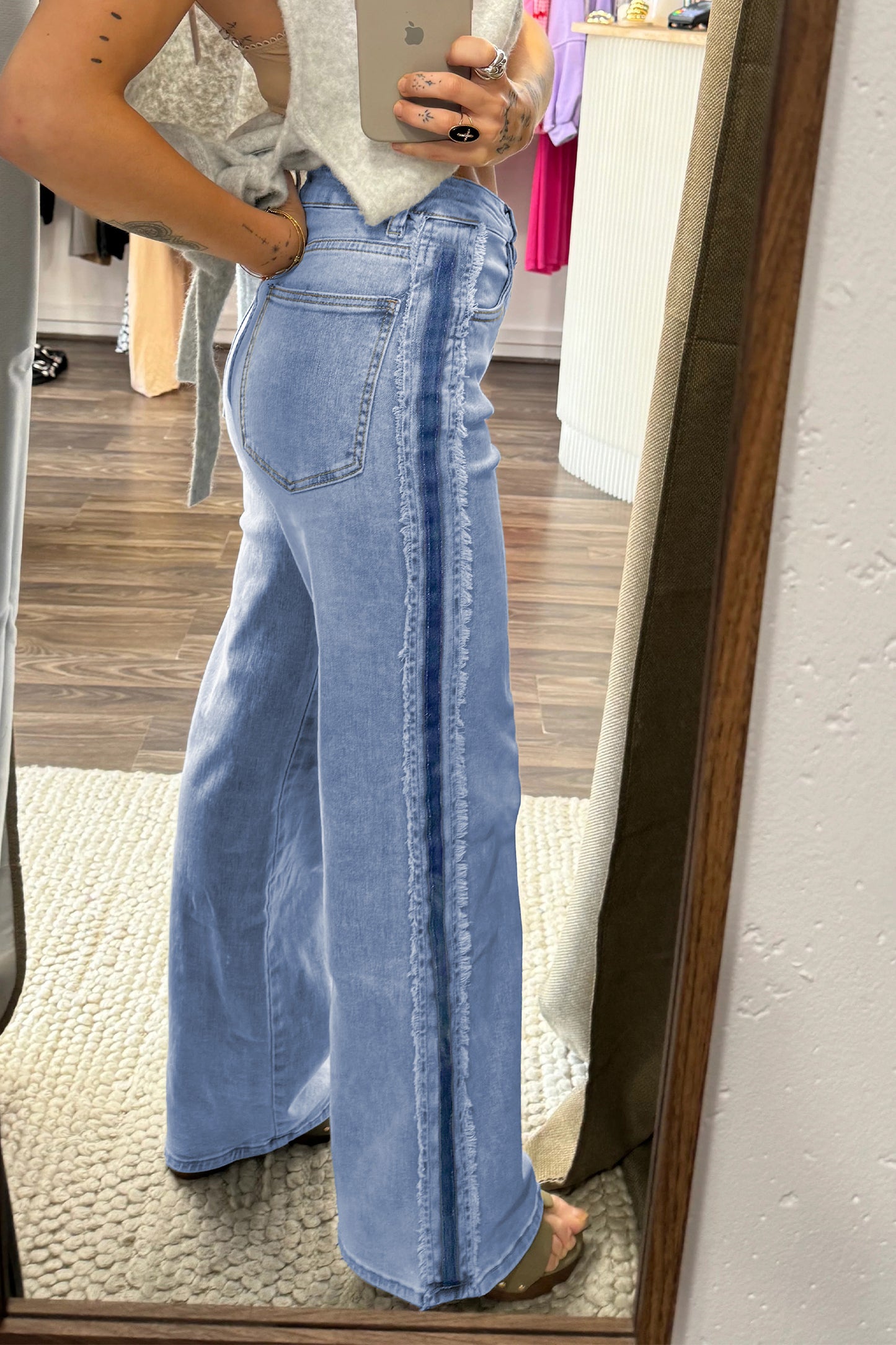 Beau Blue Frayed Stripe Pants