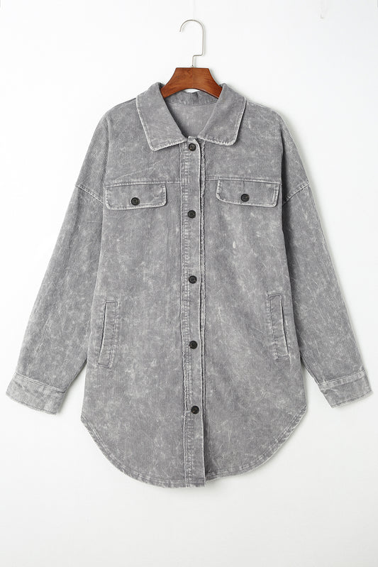 Gray Mineral Wash Shacket