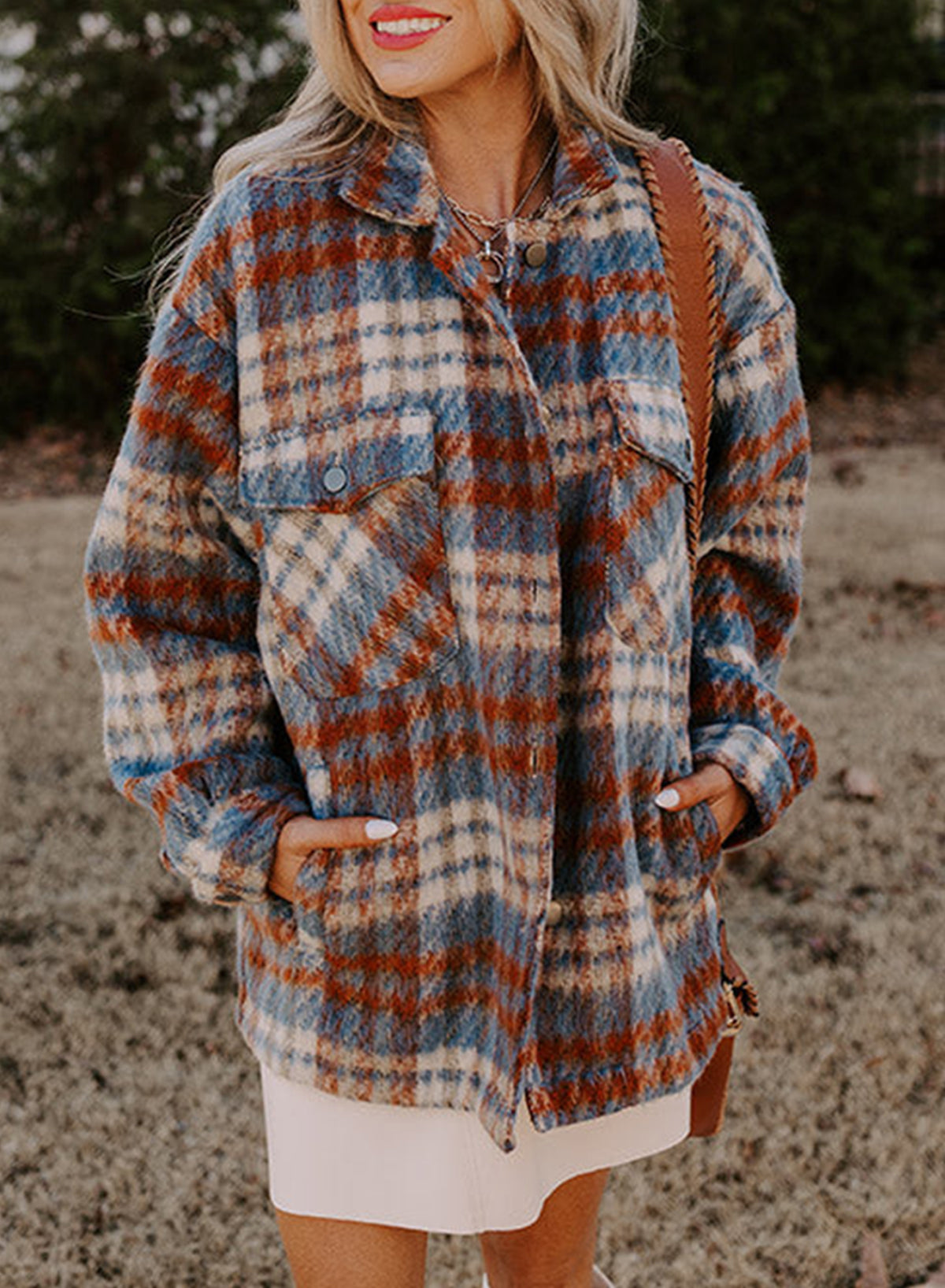 Plaid Pocketed Collar Shacket