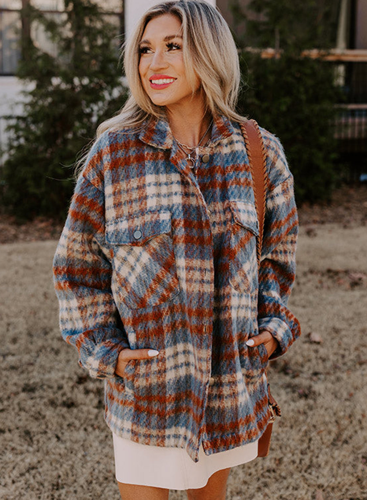 Plaid Pocketed Collar Shacket