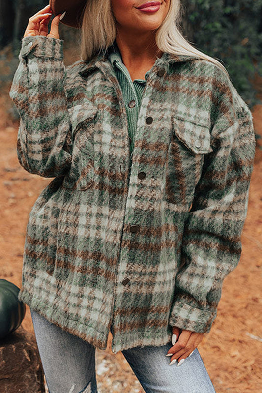 Plaid Pocketed Collar Shacket