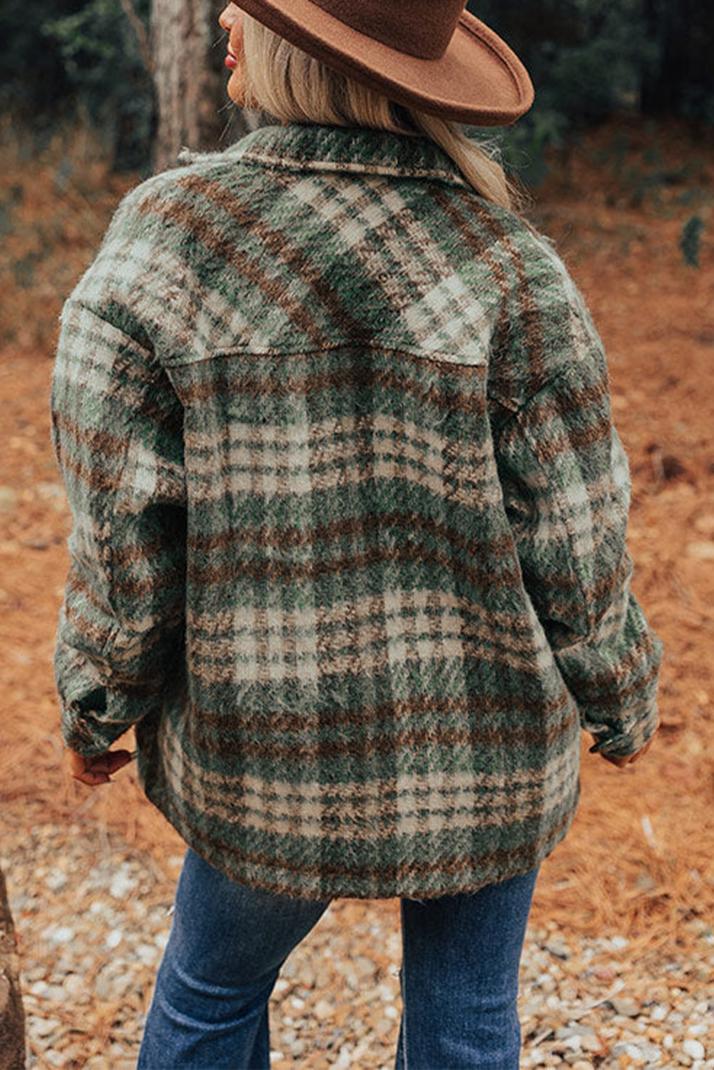 Plaid Pocketed Collar Shacket