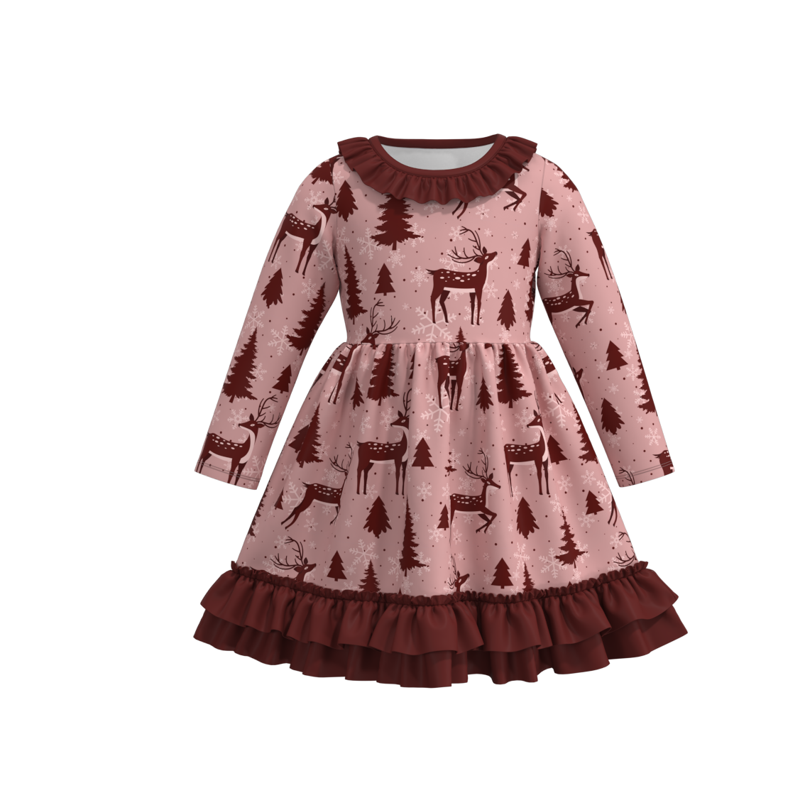 Christmas ruffle layered dress holiday vibe dress: DRG43739 / 12-18M