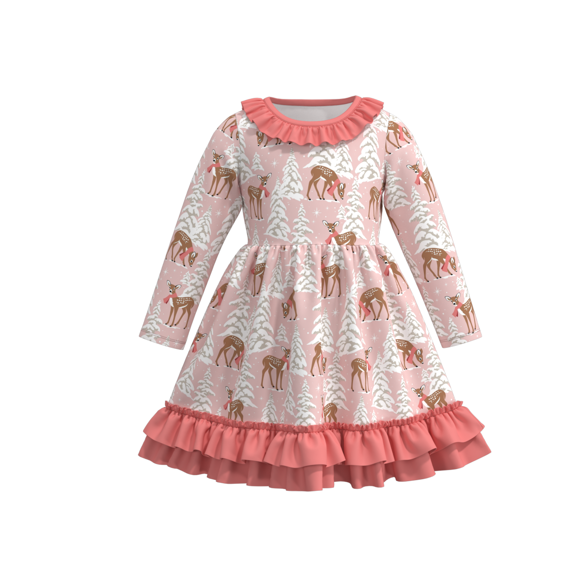 Christmas ruffle layered dress holiday vibe dress: DRG43739 / 8-9Y