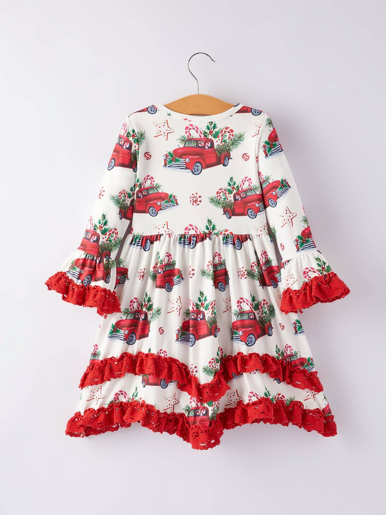 Girls Christmas Print Dress: 7