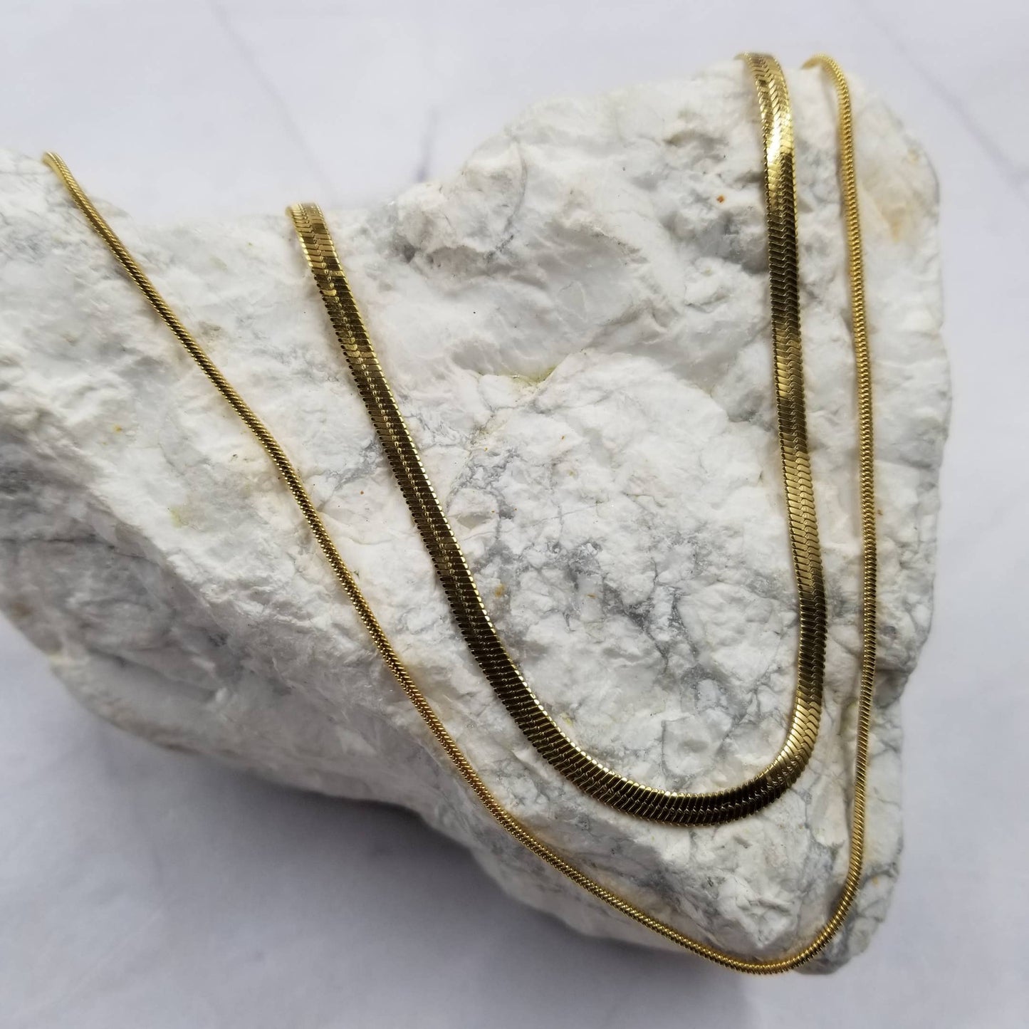 Gold Herringbone Layered Necklace