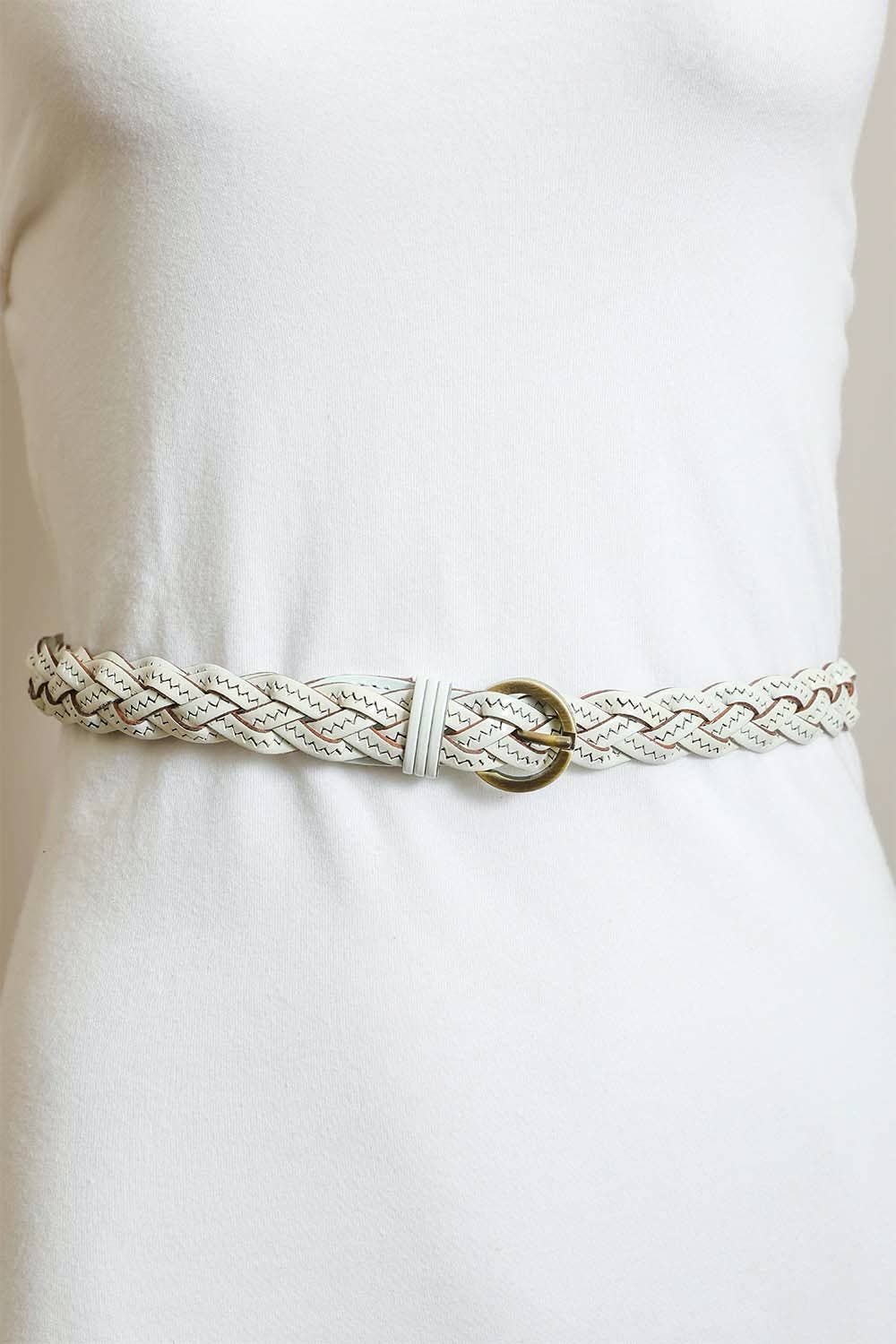 Leather Braided Skinny Belt