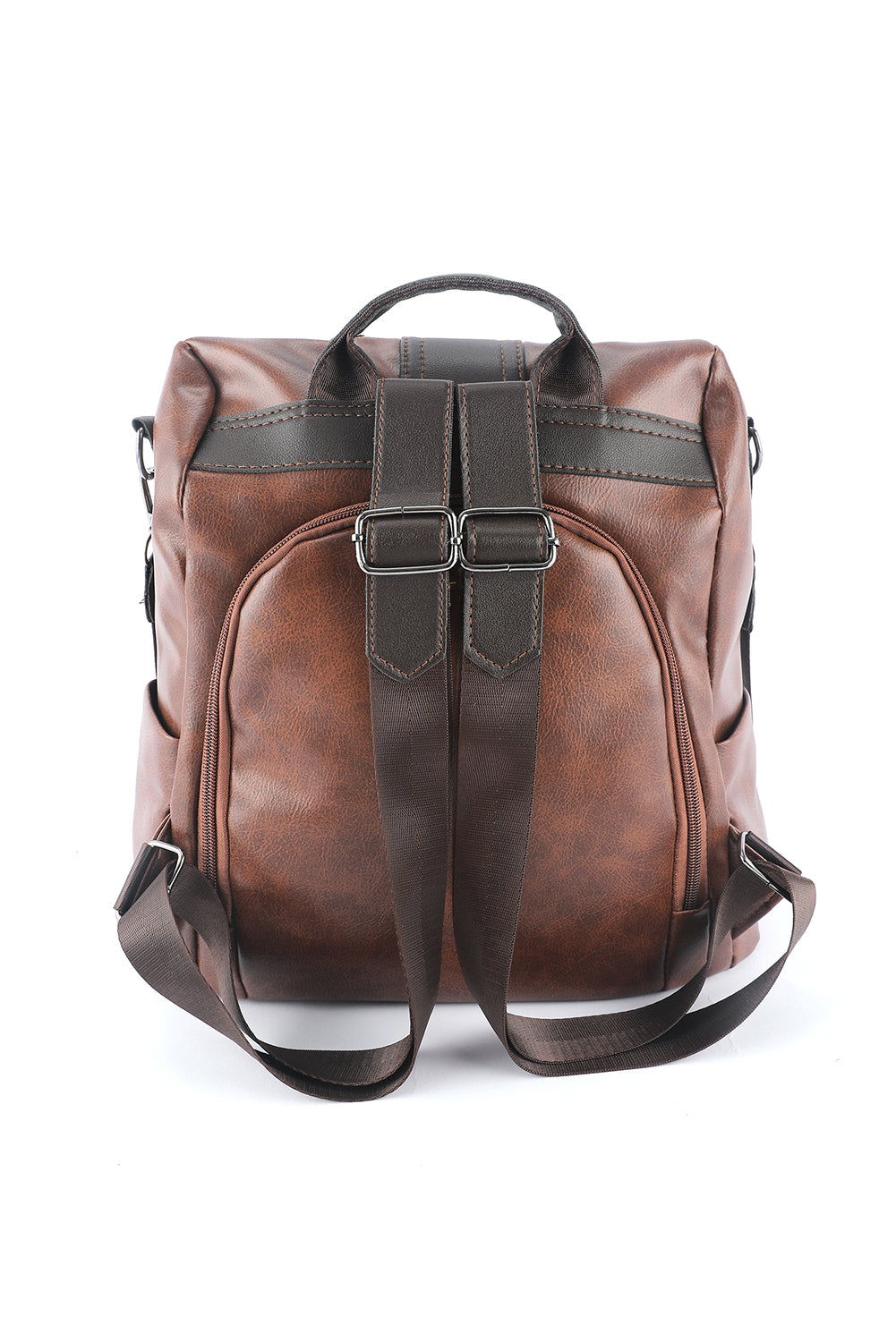 Brown Faux Leather Backpack