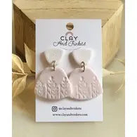 Pressed Floral White and Light Pink Earrings